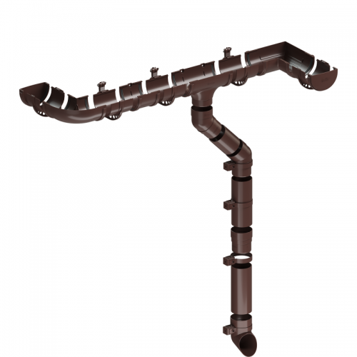 Комплект водосточной системы Docke Standard для ската 8м, Шоколад