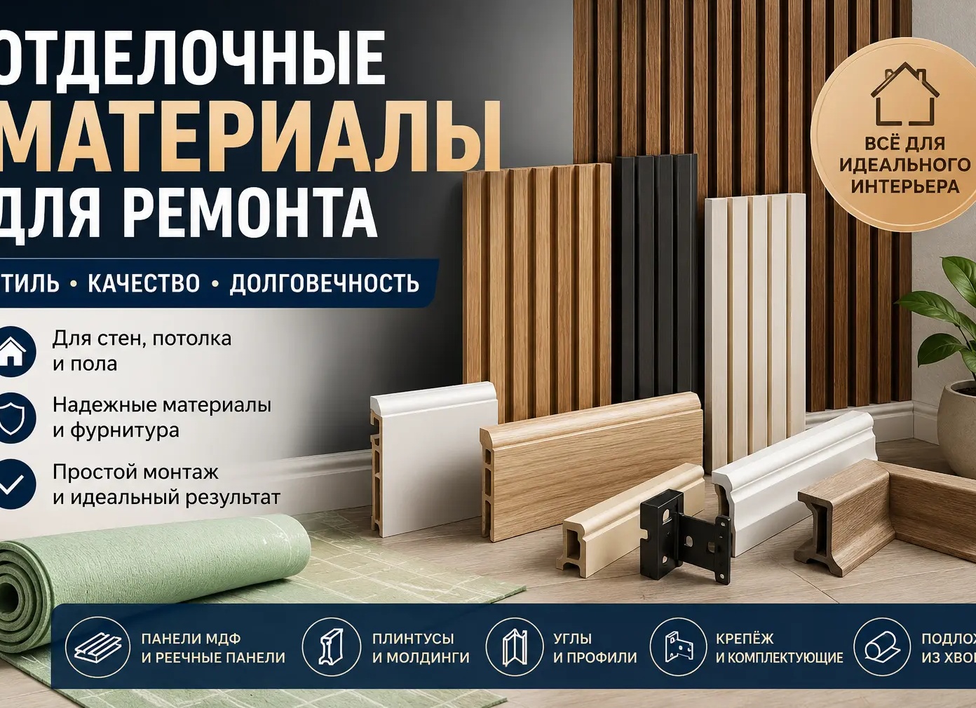 Отделочные материалы для ремонта квартиры и дома — лучшие решения для стильного и долговечного интерьера